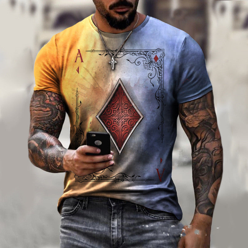 Playing Card Printing Men's T-Shirt Top (Est. delivery: 6-10 days)