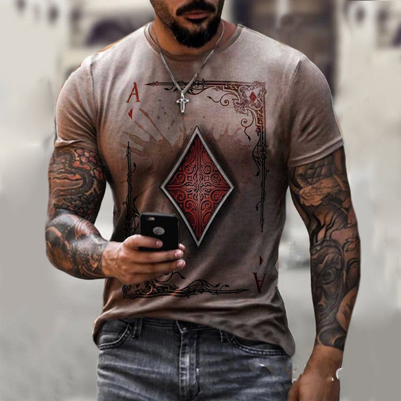 Playing Card Printing Men's T-Shirt Top (Est. delivery: 6-10 days)