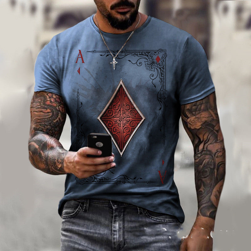 Playing Card Printing Men's T-Shirt Top (Est. delivery: 6-10 days)