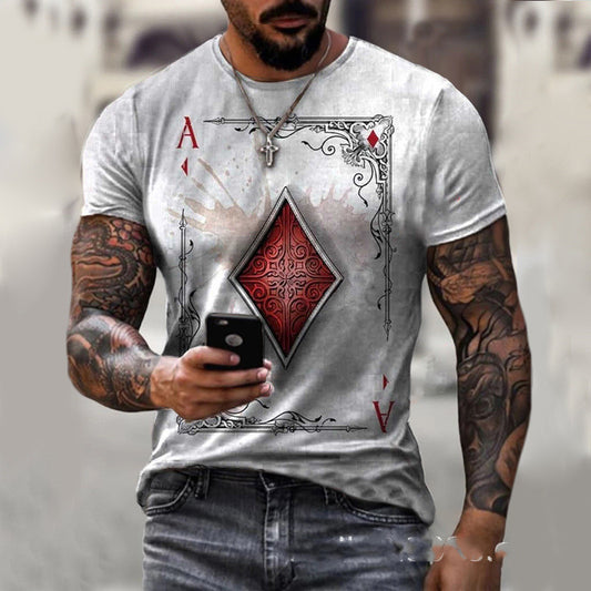 Playing Card Printing Men's T-Shirt Top (Est. delivery: 6-10 days)