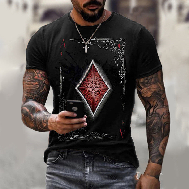 Playing Card Printing Men's T-Shirt Top (Est. delivery: 6-10 days)