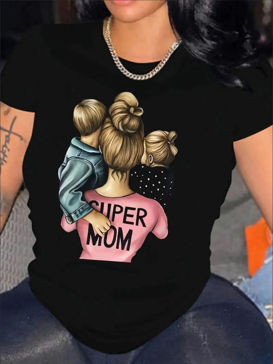 Super Mom Chic Graphic Print T-Shirt For Women (Est. delivery: 6-8 days)